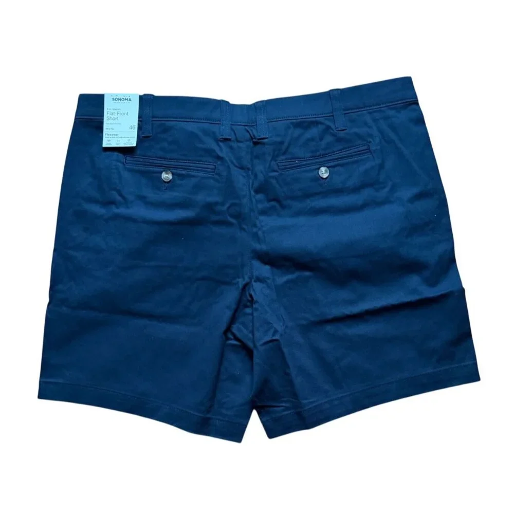 Sonoma Flexwear Mens Flat Front 9 In Seam Shorts-Navy Blue-46-NWT - Picture 4 of 5